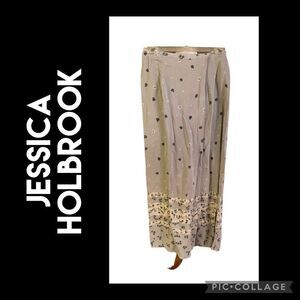 Jessica Holbrook Womens Maxi Skirt Floral Modest Light Gray Medium